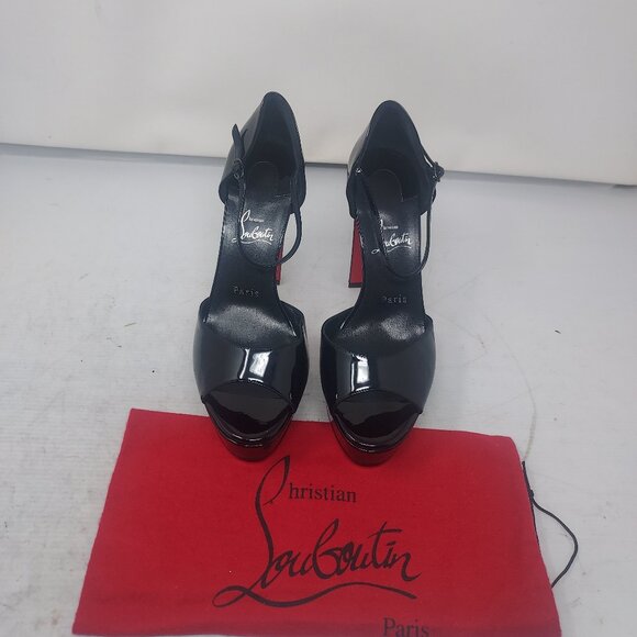 Christian Louboutin Black Sandaloo Patent Platform Sandal - Picture 6 of 12